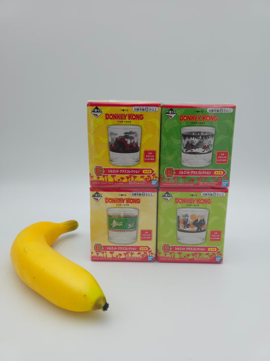 Bandai Kuji Donkey Kong Silhouette Glass Collection - Set of 4